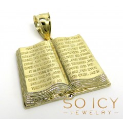 10k Yellow Gold Large Holy Bible Book Pendant 