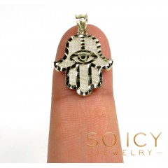 10k Yellow Gold Diamond Cut Small Hamsa Pendant 
