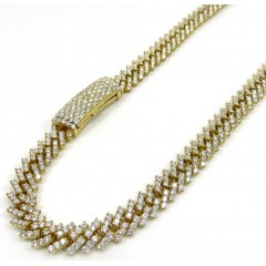 14k Yellow White Or Rose Gold Diamond Miami Tight Link Chain 18-26
