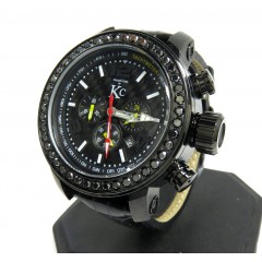 Techno Com Kc Black Diamond Carbon Fiber Dial Watch 3.50ct