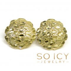 10k Yellow Gold Xl Round Nugget Earrings 