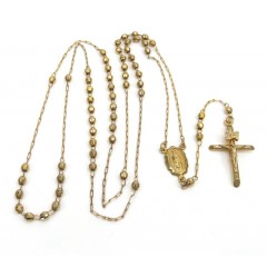 14k Yellow Gold Diamond Cut Bead Rosary Chain 26 Inch 2.80mm