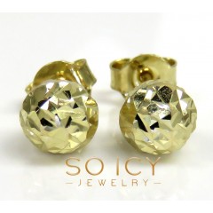 14k Yellow Gold Diamond Cut 6mm Sphere Earrings 