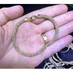10k Two Tone Gold Diamond Cut Ice Link Bracelet 8.5