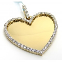 14k Yellow Gold Diamond Large Heart Picture Pendant 1.83ct