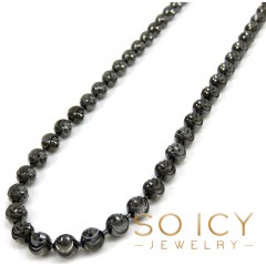 10k Black Gold Moon Cut Bead Link Chain 20-26 Inch 4mm