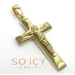 14k Yellow Gold Bold Italian Jesus Cross 