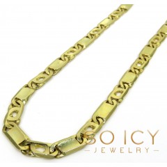14k Yellow Gold Solid Tiger Eye Link Chain 26 Inch 6.50mm