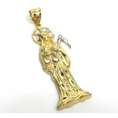 10k Two Tone Gold Halo Medium Grim Reaper Pendant 