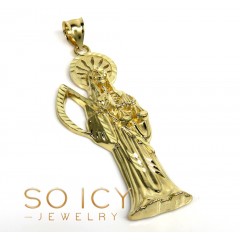 14k Yellow Gold Large Halo Grim Reaper Pendant 
