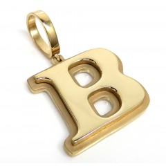 14k Yellow Gold Raised Letter Initial B Pendant 