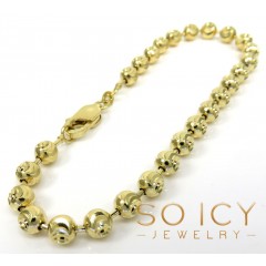 10k Yellow Gold Moon Cut Bead Link Bracelet 8