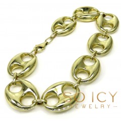 10k Yellow Gold Hollow Large Gucci Puff Bracelet 8.75 Inches 17mm 