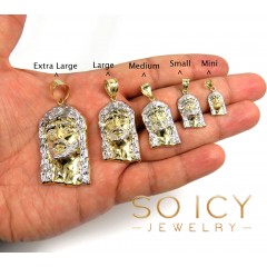 10k Yellow Gold Mini-xl Size Solid Back Jesus Face Pendant