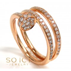 18k Rose Gold Diamond Double Loop Nail Ring 0.58ct