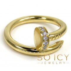 18k Yellow Gold Diamond Nail Ring 0.25ct