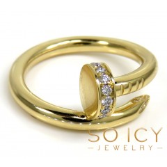 18k Yellow Gold Diamond Nail Ring 0.25ct
