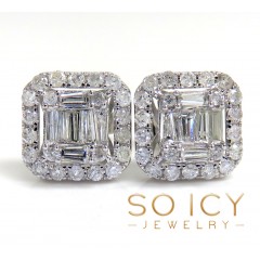 14k Yellow White Or Rose Gold Large Diamond Cluster Baguette Earrings 1.21ct