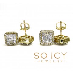 14k Gold Small Or Medium Diamond Cluster Baguette Earrings 0.38-0.69ct
