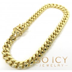 14k Yellow Gold Hollow Miami Bracelet 8.50 Inch 6.70mm