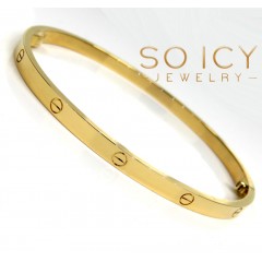 18k Solid Gold Skinny Screw Bangle 