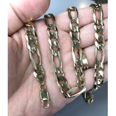 14k Yellow Gold Solid Figaro Chain 24