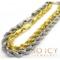 925 Yellow Or White Semi Solid Rope Bracelet 8 Inch 5mm 