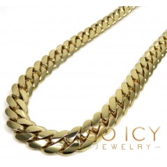 14k Yellow Gold Solid Miami Link Chain 20-26 Inch 12mm