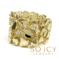 14k Solid Gold Large Square Heavy Duty Nugget Ring