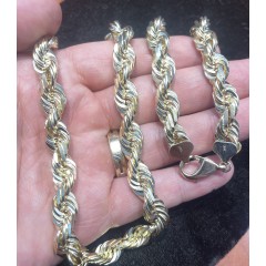 14k 10mm Solid Yellow Gold Rope Chain 26”