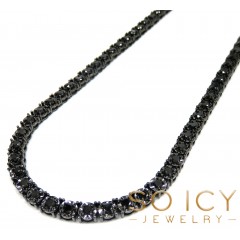 14k Black Gold Round 7 Pointer Black Diamond Illusion Tennis Chain 4.50mm 8.50ct 16-30