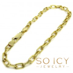 14k Yellow Gold Solid Cable Open Link Bracelet 8 Inch 3.70mm