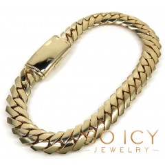 14k Yellow Gold Double Layer Razor Miami Bracelet 8.25 Inches 9mm 
