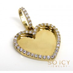 14k Gold Round Diamond Picture Heart Pendant 0.76ct