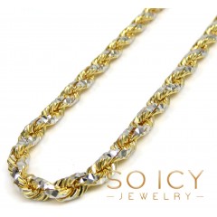 14k Two Gold Prism Cut Rope Chain 20-26 Inch 4.70mm