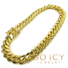 14k Yellow Gold Solid Miami Link Bracelet 8.50 Inch 8.50mm