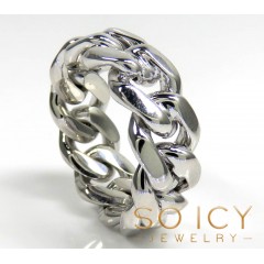 925 Sterling Silver 9.50mm Solid Miami Link Ring 