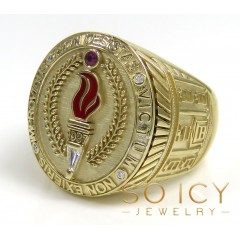 14k Gold Custom Diamond Ruby Enamel College Ring 0.50ct