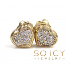 14k Yellow Gold Small Diamond Heart Earrings 0.08ct