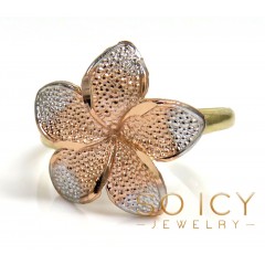 14k Tri Color Flower Ring