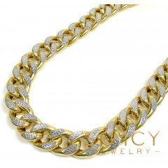 10k Yellow Gold Super Thick Reversible Two Tone Miami Chain 24-30 Inch 18mm