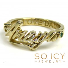 14k Gold Custom Name Ring Emerald Ring 0.10ct 