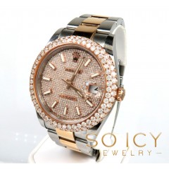 Preowned Rolex Datejust Rose Gold And Stainless Steel Diamond Bezel 7.50ct