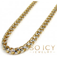 14k Two Gold Prism Cut Franco Chain 18-26 Inch 5mm 