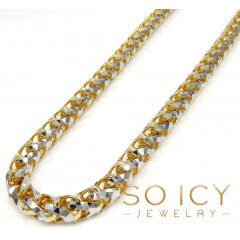 14k Two Gold Prism Cut Franco Chain 18-26 Inch 6.50mm 
