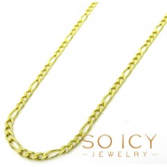14k Yellow Gold Skinny Solid Figaro Link Chain 18-22 Inch 1.80mm 