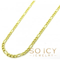 14k Yellow Gold Skinny Solid Figaro Link Chain 18-22 Inch 1.80mm 