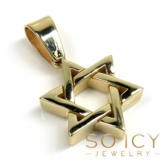 14k Solid Gold Thick Star Of David Pendant 