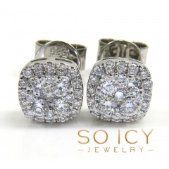 14k White Gold 6.50mm Fancy Diamond Cluster Earrings 0.43ct