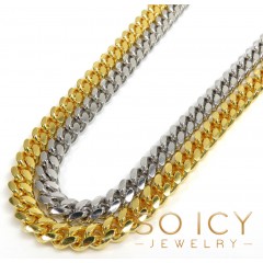 925 Yellow Or White Sterling Silver Miami Link Chain 18-26